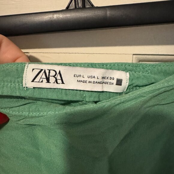 Zara Linen Lined-Button Skort in Washed Green - Picture 10 of 12